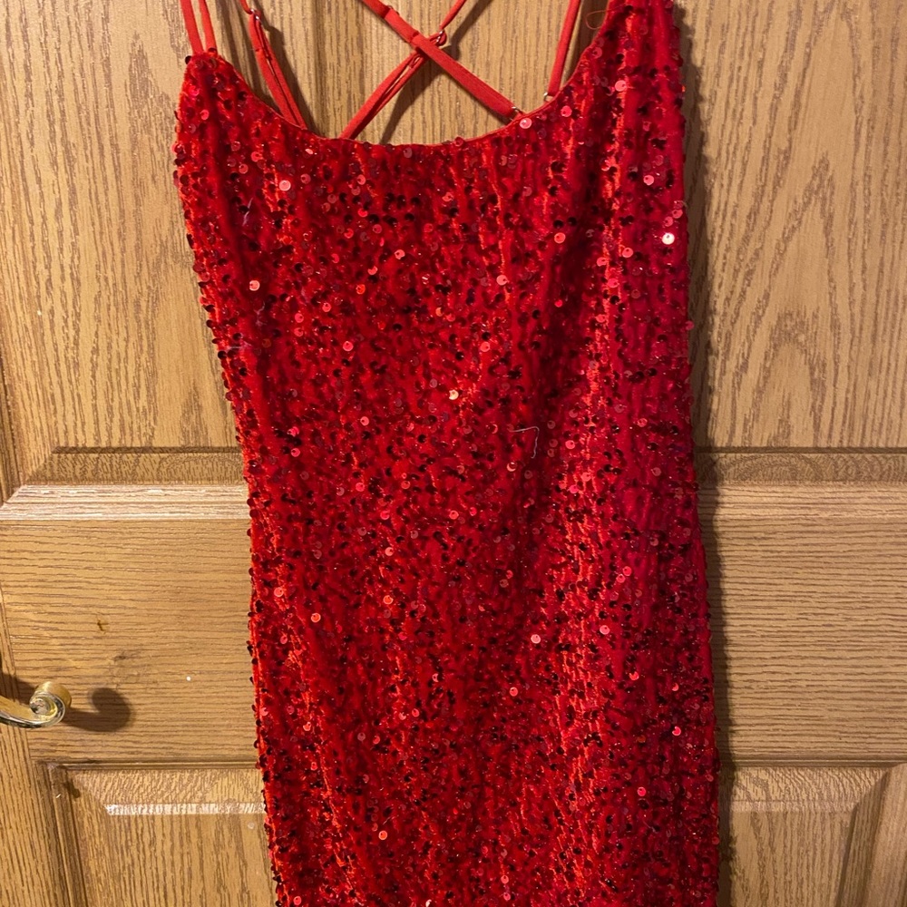 lucy in the sky red sparkly dress